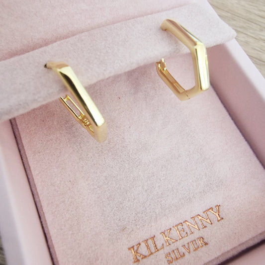 Gold angle hoop earrings E2032