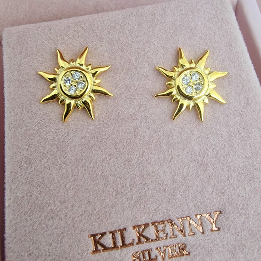 Gold sun earrings E2027