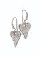 Crys Encrusted Heart Drop - Worn Silver earrings SC355