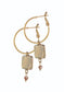 Stone Square Captured on Hoop Earring - Gold/King Jasper