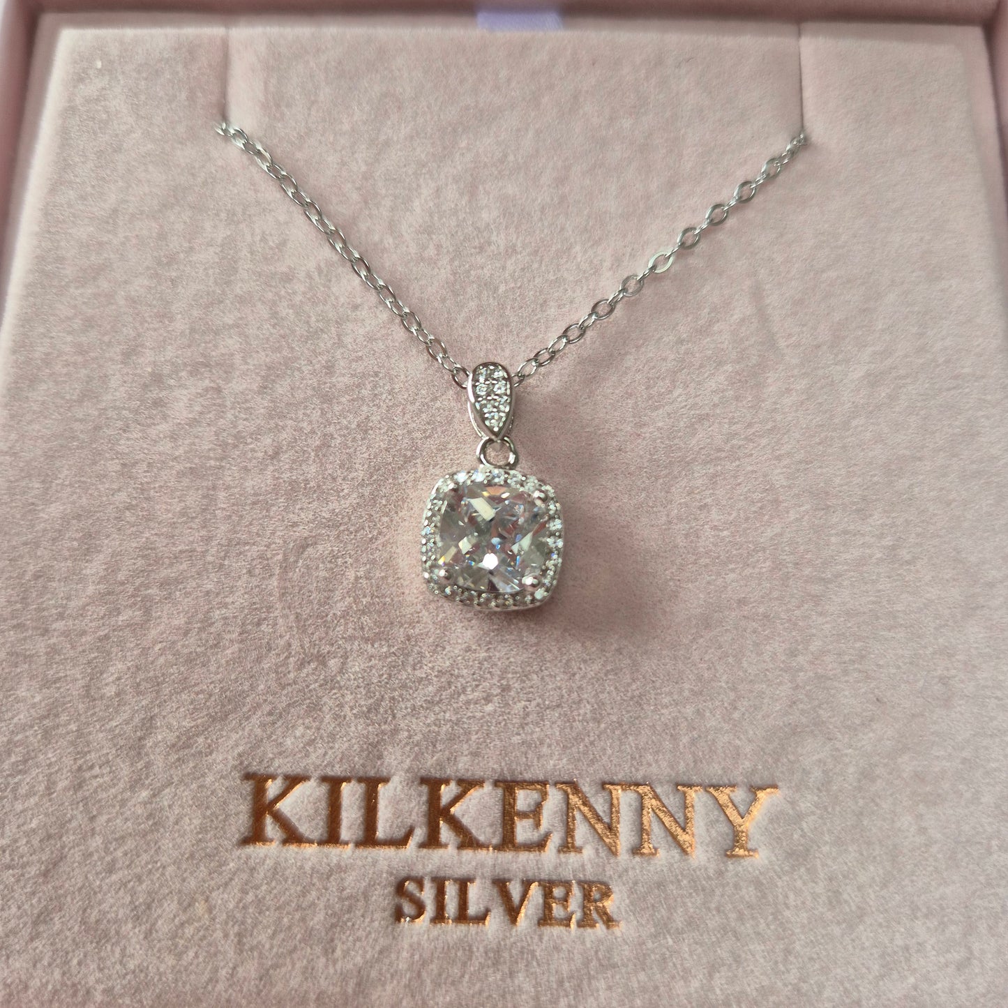 Square bling stone pendant necklace