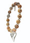 Heart Drop on Stone Beads - Worn Silver/Crazy Agate Bracelet