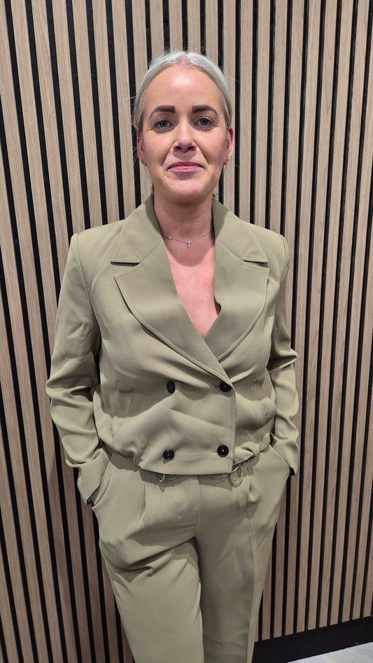 Vinnie Tailored Cropped Jacket Washed Khaki