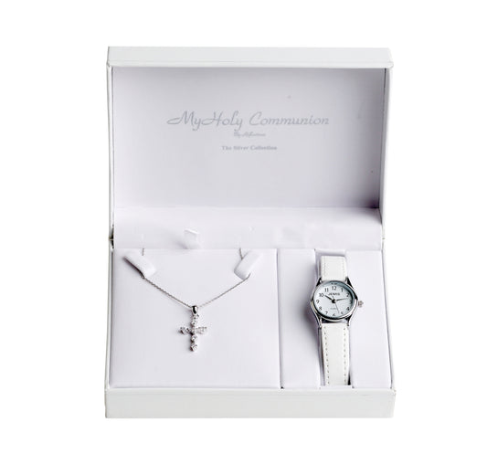 First Holy Communion watch and cross necklace set