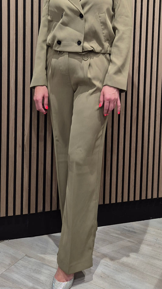 Vinnie Suiting Pleated Trousers - Washed Khaki
