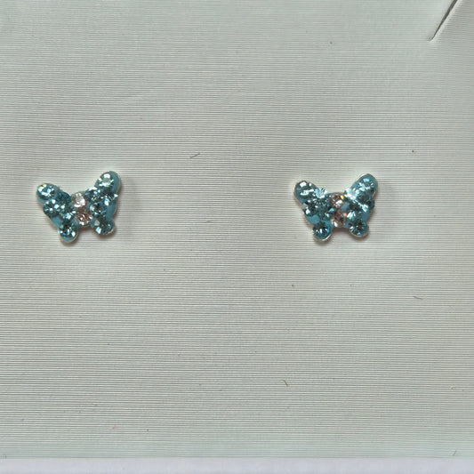 BLUE SPARKLE BUTTERFLY EARRINGS