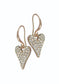 Crys Encrusted Heart Drop - Worn gold earrings SC356
