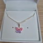Pink and purple diamante BUTTERFLY necklace D193