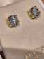 Medium Gold Studs with clear stone E154