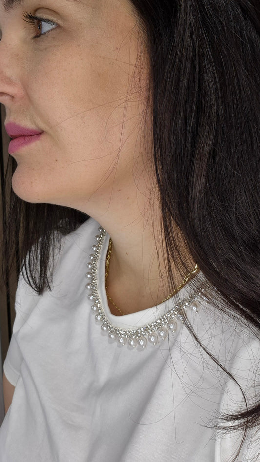 Grace White Pearl Embellishment Tee