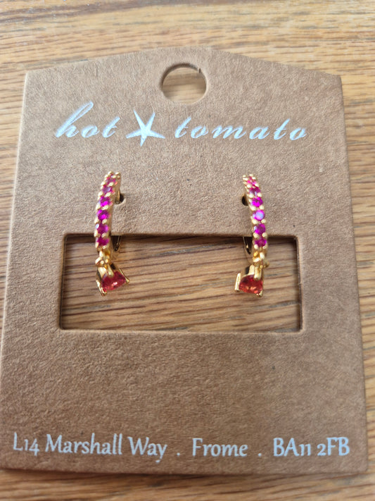 Tiny Tears drop earrings - Pink Zircon / Gold