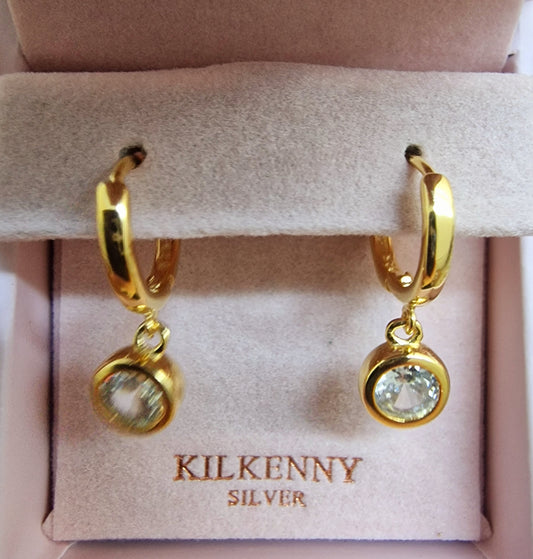 GOLD PLATED HOOP STONE DROP  EARRING E2030