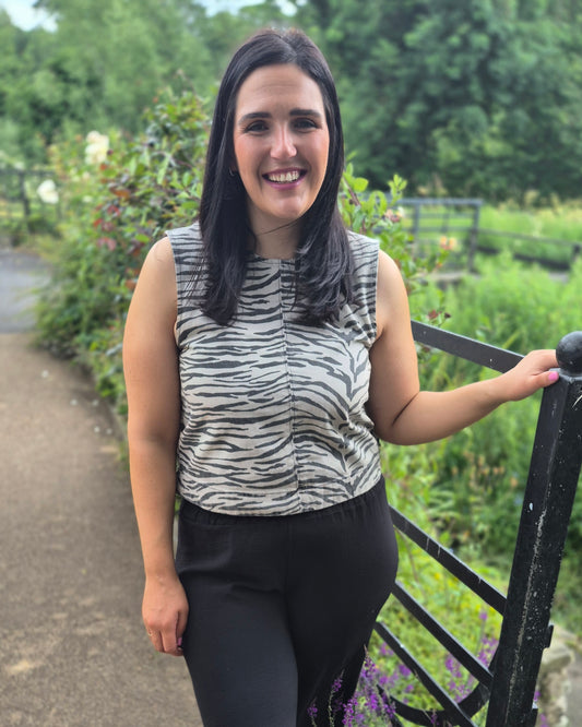 Emma Zebra Print denim top