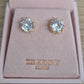 YELLOW GOLD ROUND CRYSTAL STUD EARRING