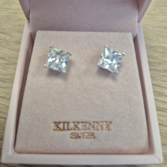 Square Cubic Zirconia Med Stud Earring – E152