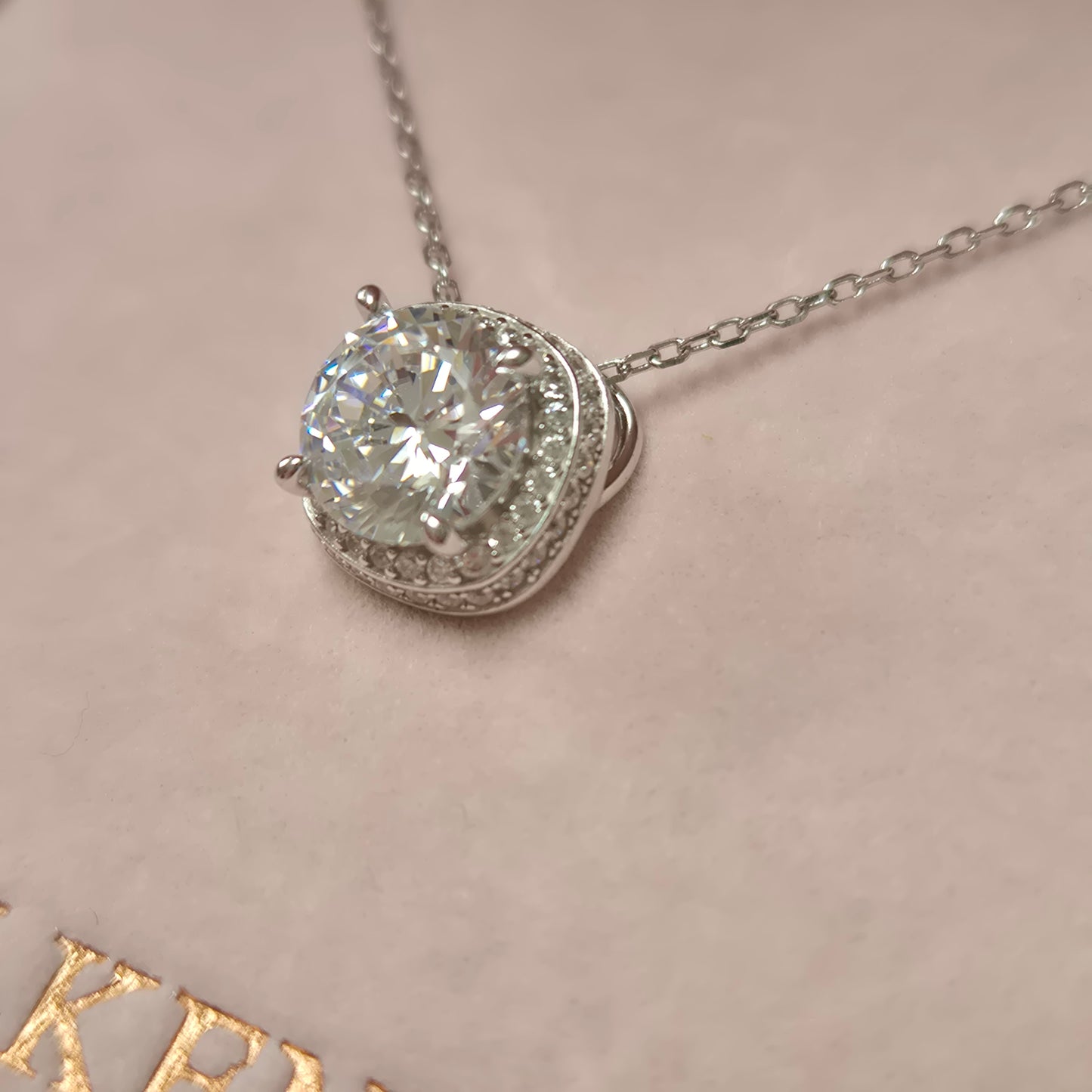 Deep set square bling stone pendant necklace