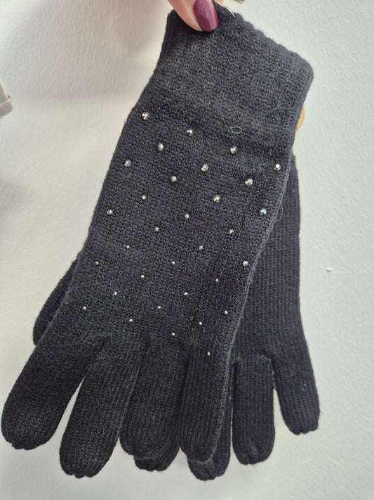 Black embellished gloves