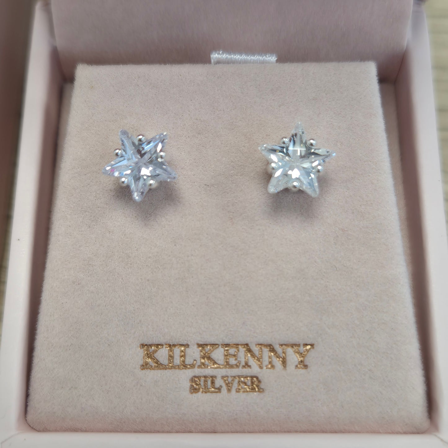 Silver Star Stud Earrings with Stone E1965