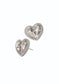 Textured Heart Studs - Worn Silver