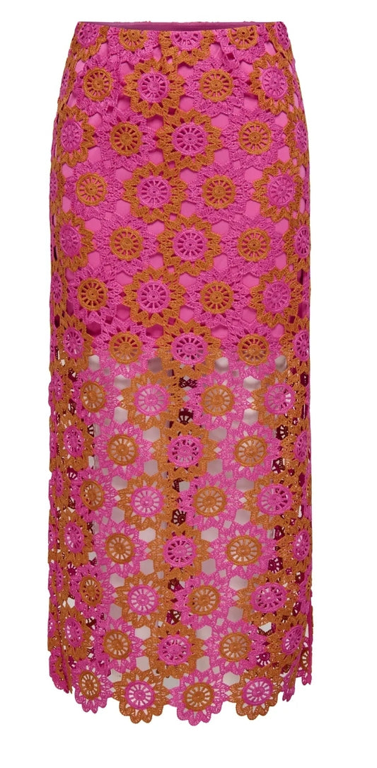 Yvonne crochet pink skirt