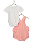 Coral tulip romper and white top girls 2 piece set