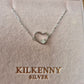 Slant heart necklace with stone