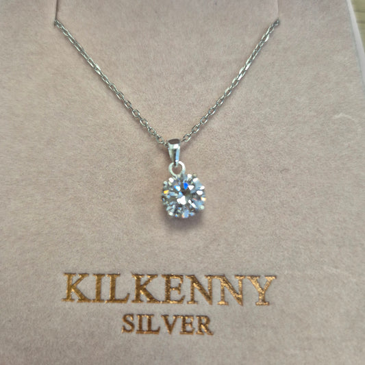 Single stone silver necklace L3257