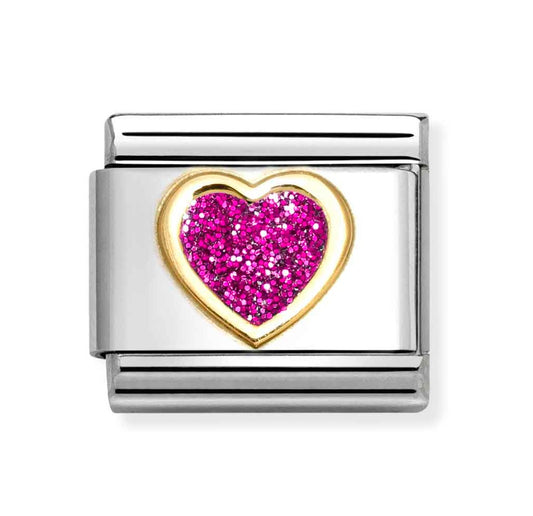 CLASSIC Pink Glitter Heart Charm