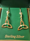 GOLD CELTIC TRINITY EARRINGS WITH EMERALD STONE CS318