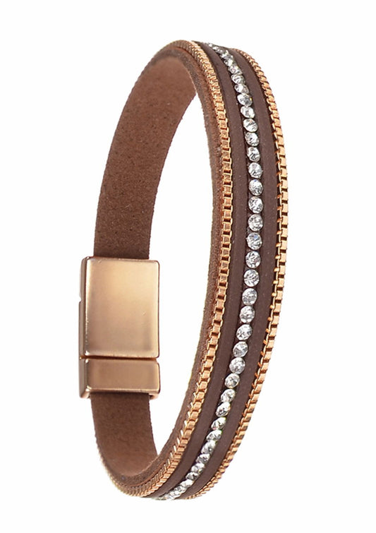 Sparkle Row W/BoxChain & PU - CoCoa & Gold bracelet