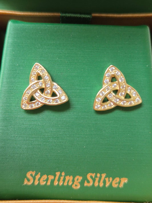 Celtic Trinity Stud earrings with stones CS333
