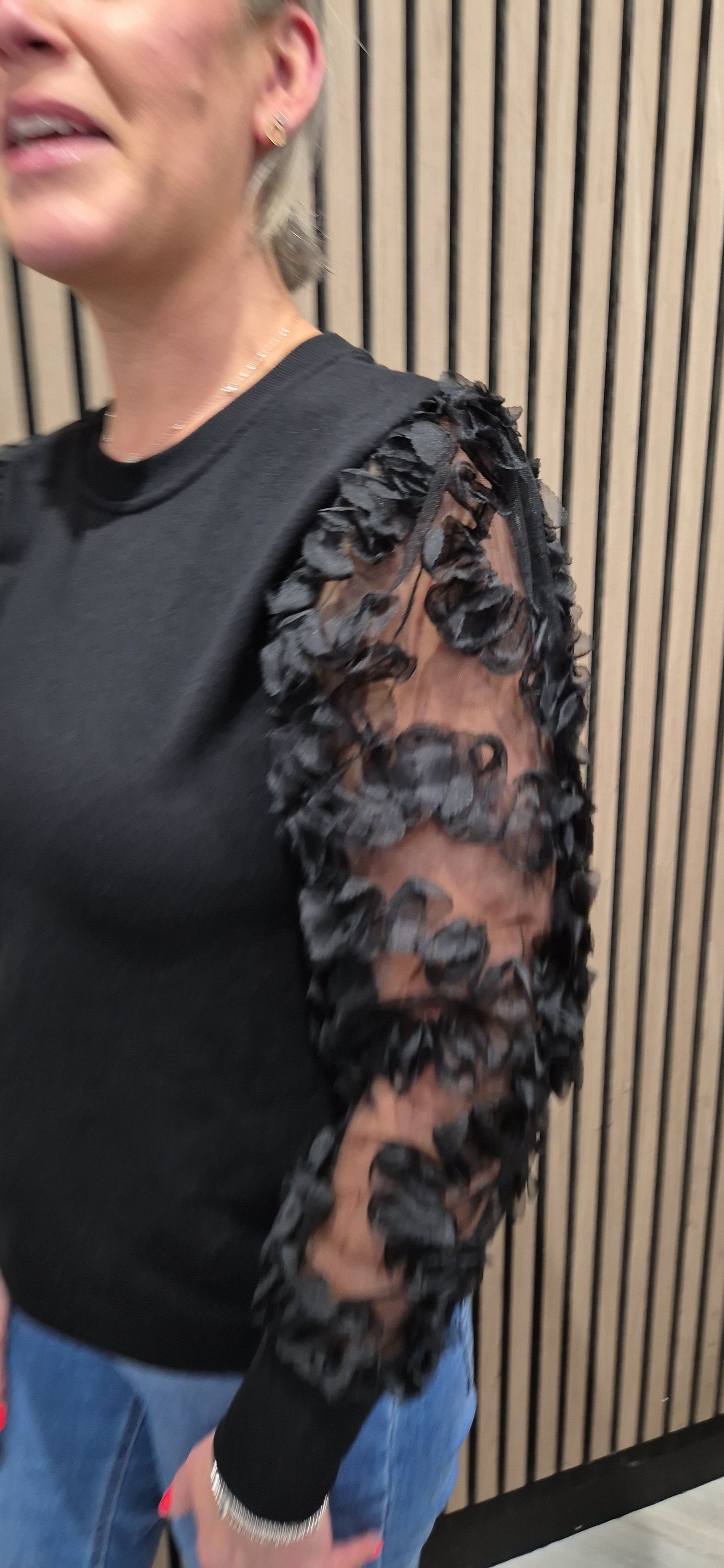 Kerri 3d flower sleeve crew neck jumper