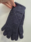 Navy embellished gloves