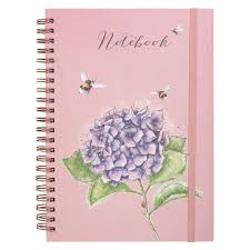 Pink hydrangea A4 notebook