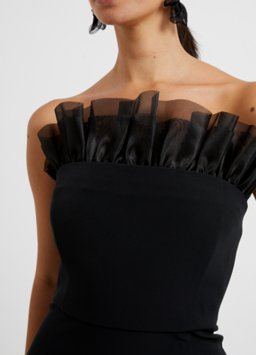 BLACK ECHO ORGANZA MIX FRILL MIDI DR