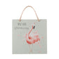 PRETTY IN PINK' FLAMINGO WOODEN PLAQUE