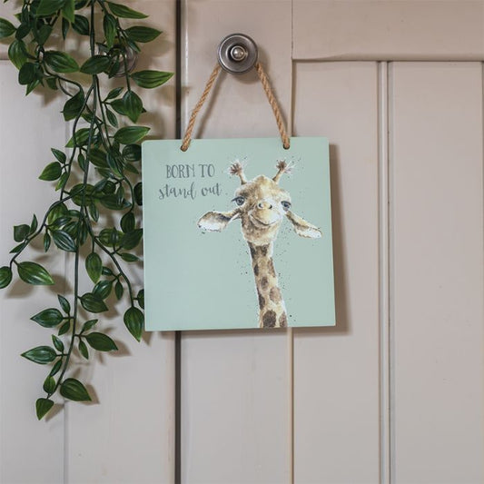 BORN TO STAND OUT' GIRAFFE WOODEN PLAQUE