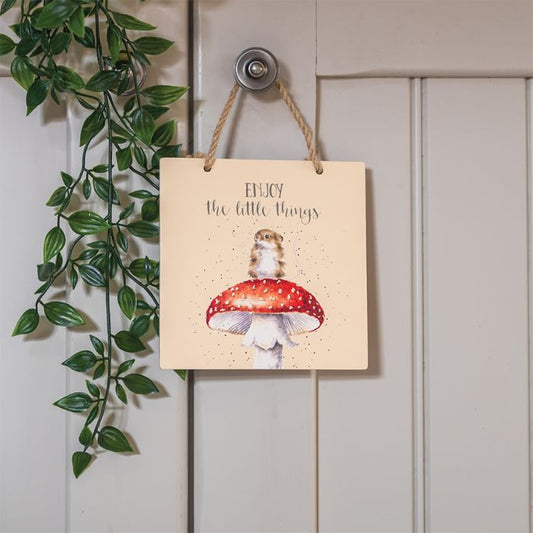 ENJOY THE LITTLE THINGS' MOUSE WOODEN PLAQUE