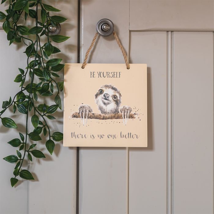 BE YOURSELF' SLOTH WOODEN PLAQUE