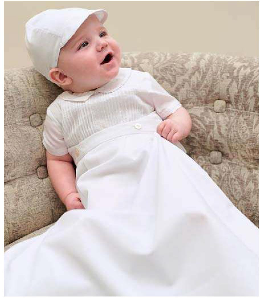 White Christening Robe/Romper combination gown & Bonnet Set