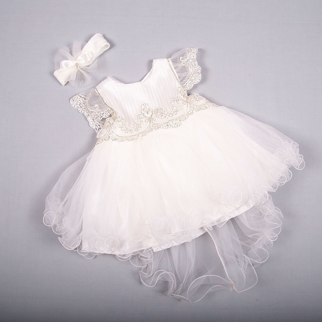White and silver dimonte short gown 123045
