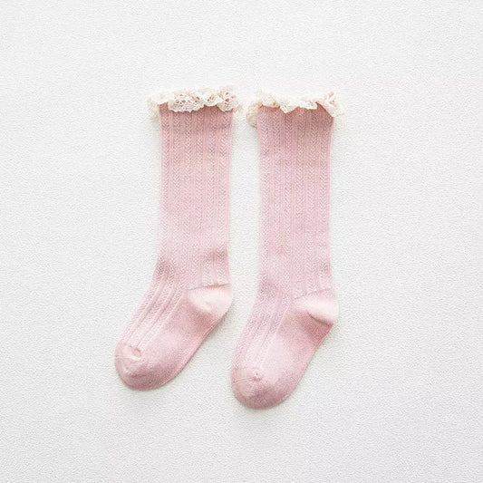 Girls frill socks - dusky pink