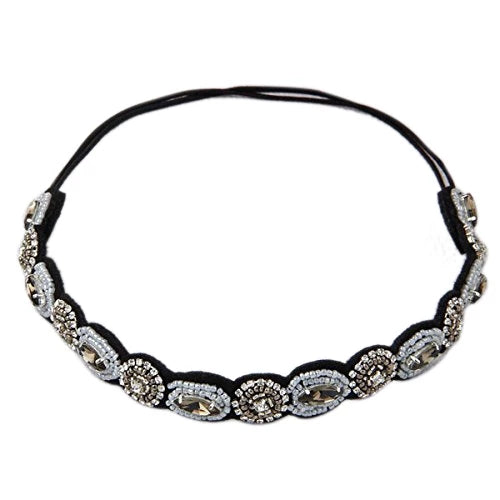 Black and grey ethnic embellished headband