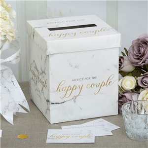 Scripted Marble Wedding Wishes Post Box