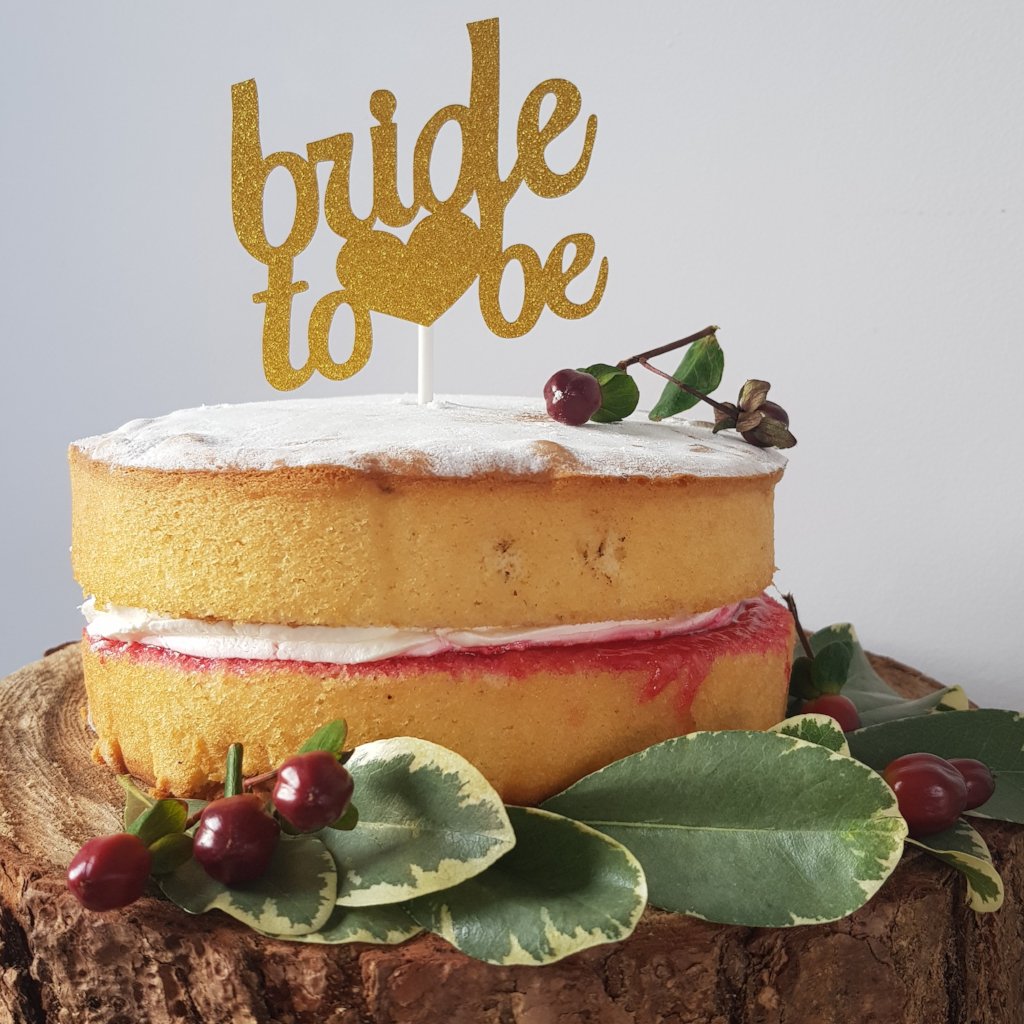 Bride to Be gold sparkle cake topper