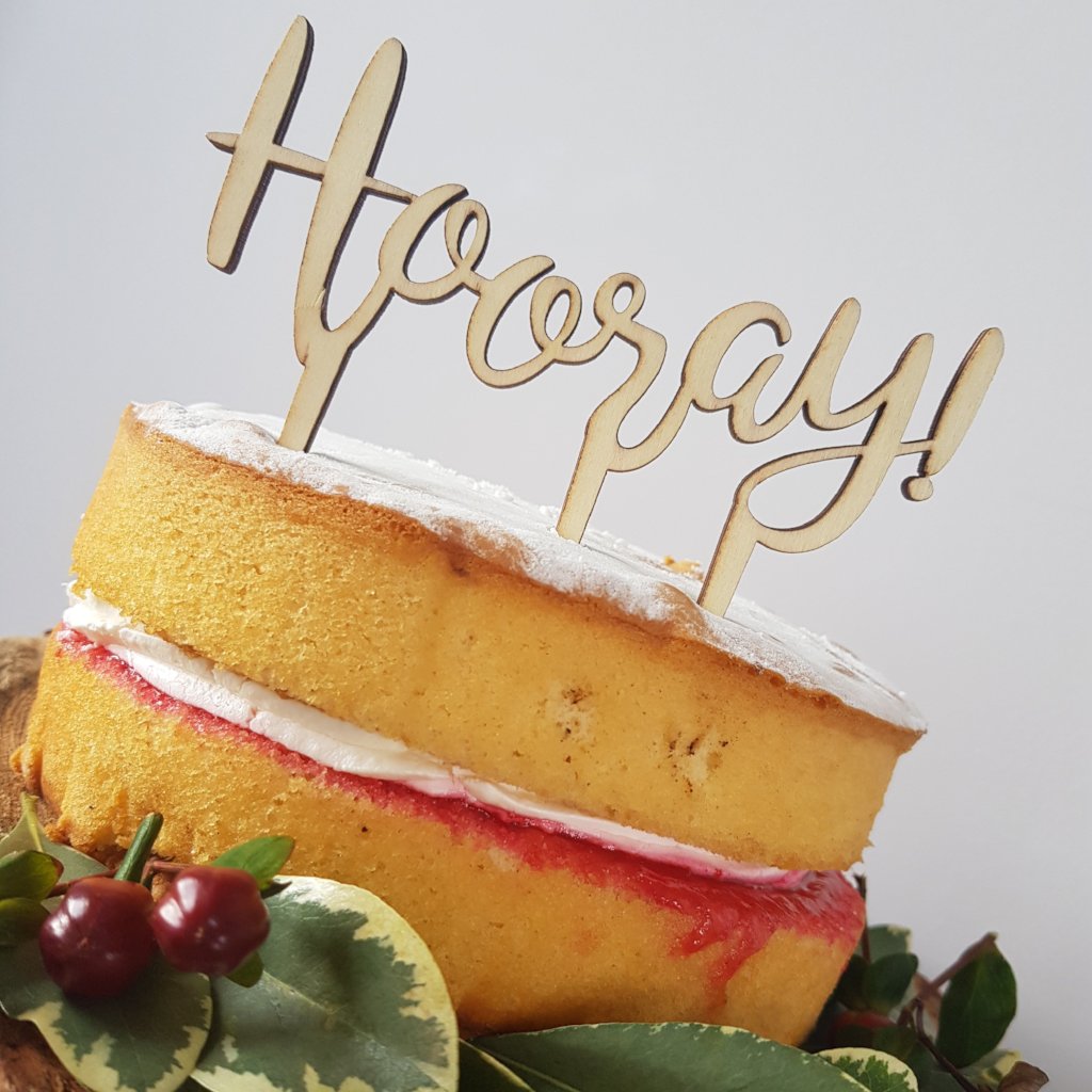 Hooray Wooden Cake Topper