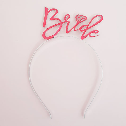 Bride hair band in Silver & Pink
