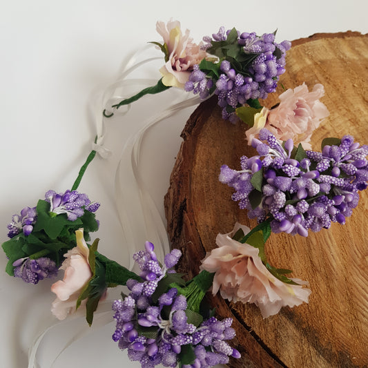 Flower Girl blush pink and lilac flower crown