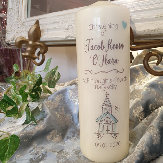 Personalised baby christening candle