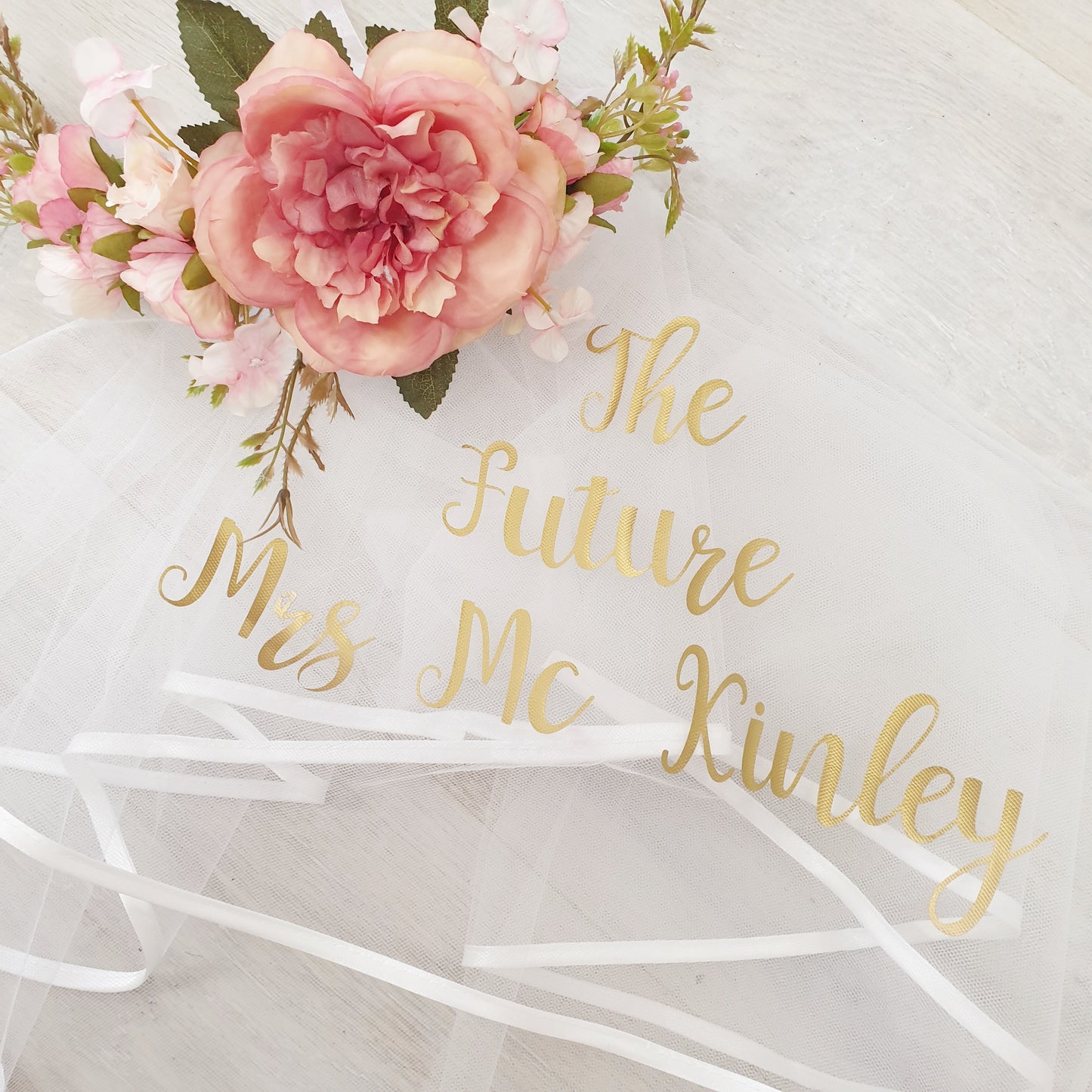 Bride Floral veil - Boho Hen Party gold